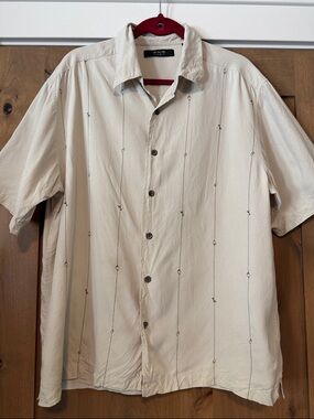 AXIS LA 100% Silk short sleeve Mens Shirt XL cocktails BBQ Vacation Beach cool